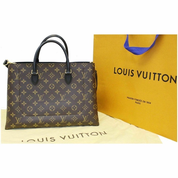 LOUIS VUITTON Flower Monogram Canvas Tote Bag Brow - Picture 3 of 8
